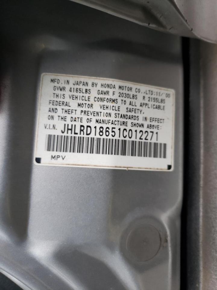 Photo 10 from auction – 2001 HONDA CR-V EX with VIN JHLRD18651C012271