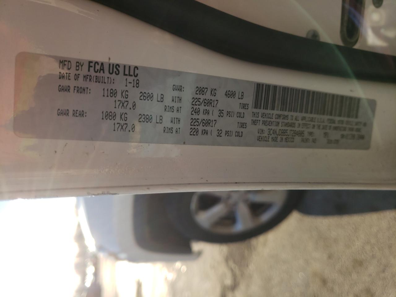 Photo 10 from auction – 2018 JEEP COMPASS LA with VIN 3C4NJDBB5JT284805
