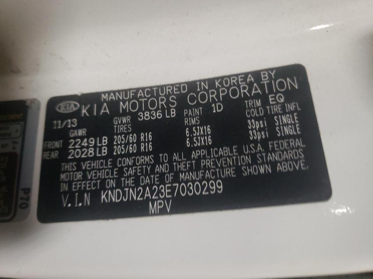 Photo 10 from auction – 2014 KIA SOUL with VIN KNDJN2A23E7030299