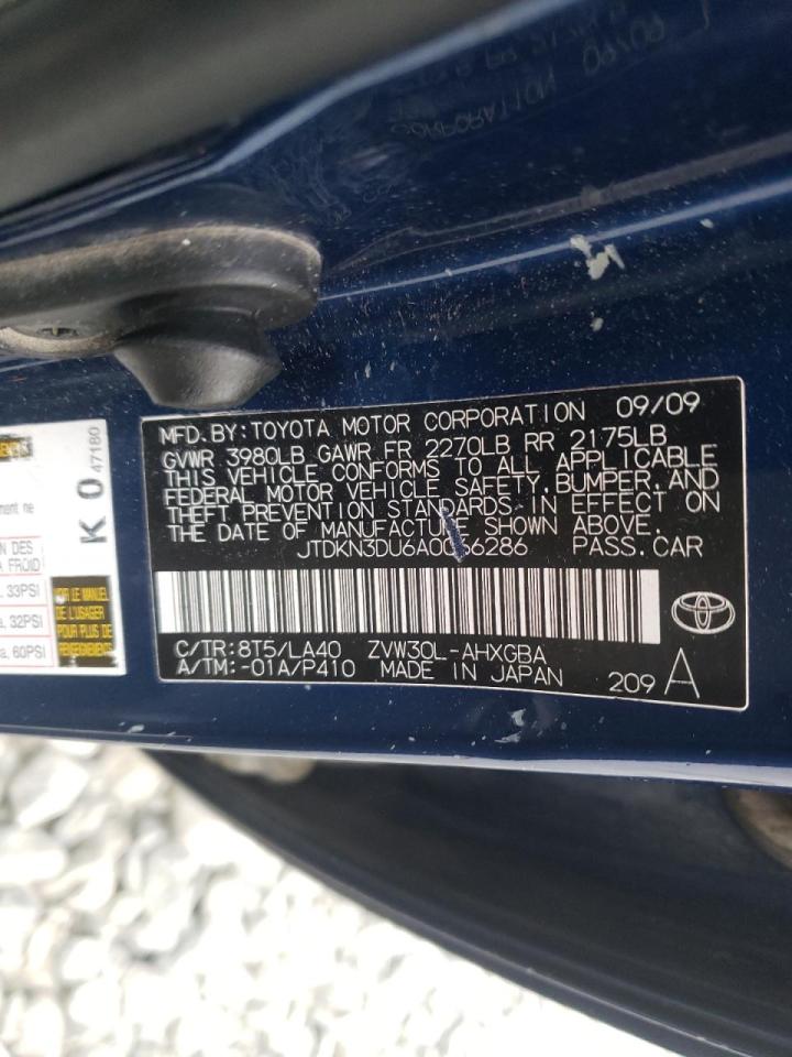 Photo 10 from auction – 2010 TOYOTA PRIUS with VIN JTDKN3DU6A0066286