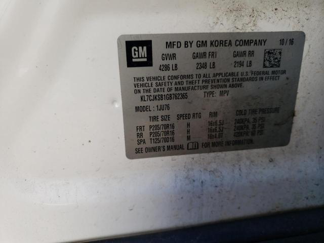 Photo 10 from auction – 2016 CHEVROLET TRAX LS with VIN KL7CJKSB1GB762365