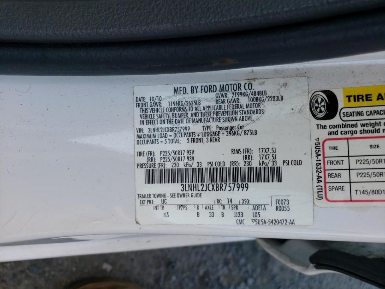 Photo 10 from auction – 2011 LINCOLN MKZ with VIN 3LNHL2JCXBR757999