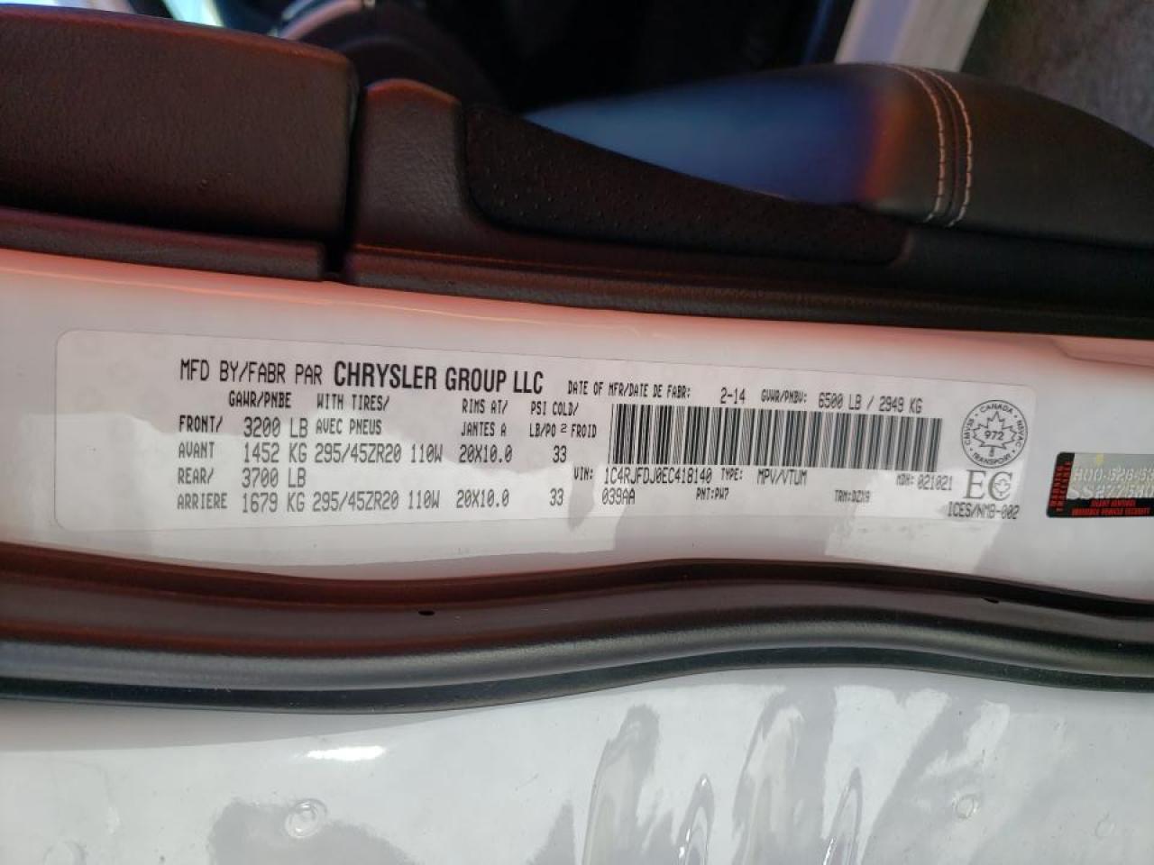 Photo 10 from auction – 2014 JEEP GRAND CHER with VIN 1C4RJFDJ0EC418140