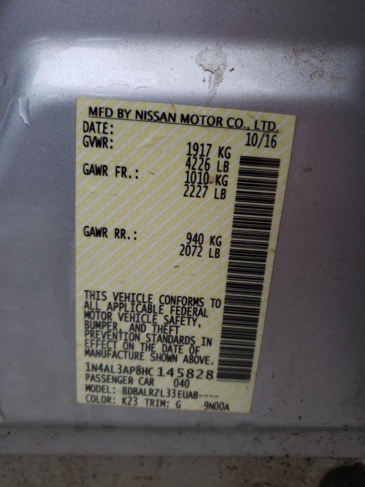 Photo 10 from auction – 2017 NISSAN ALTIMA 2.5 with VIN 1N4AL3AP8HC145828