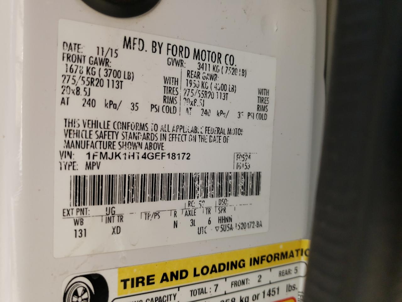 Photo 10 from auction – 2016 FORD EXPEDITION with VIN 1FMJK1HT4GEF18172