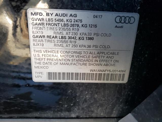 Photo 10 from auction – 2018 AUDI Q5 PREMIUM with VIN WA1ANAFY5J2014064