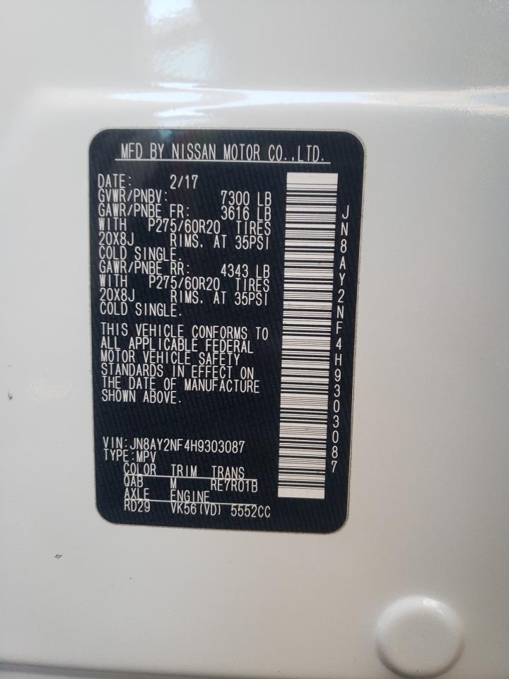 Photo 10 from auction – 2017 NISSAN ARMADA PLA with VIN JN8AY2NF4H9303087