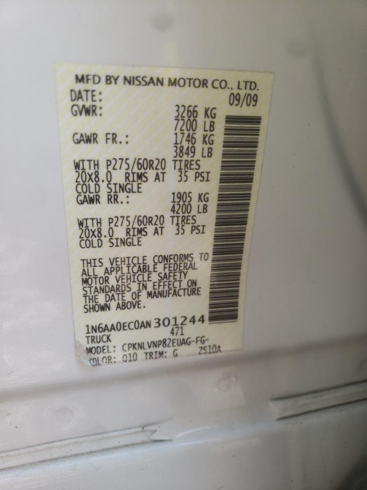 Photo 10 from auction – 2010 NISSAN TITAN XE with VIN 1N6AA0EC0AN301244