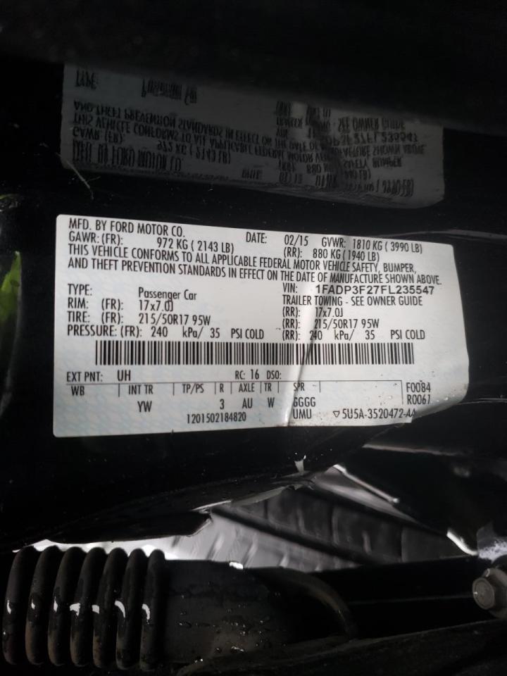 Photo 10 from auction – 2015 FORD FOCUS SE with VIN 1FADP3F27FL235547