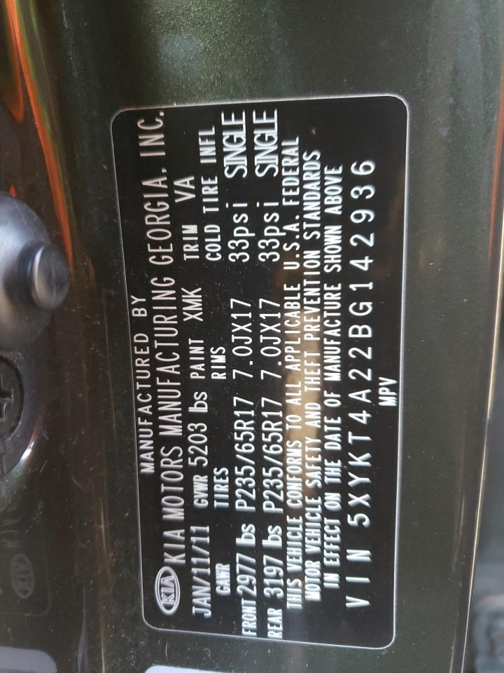 Photo 10 from auction – 2011 KIA SORENTO BA with VIN 5XYKT4A22BG142936