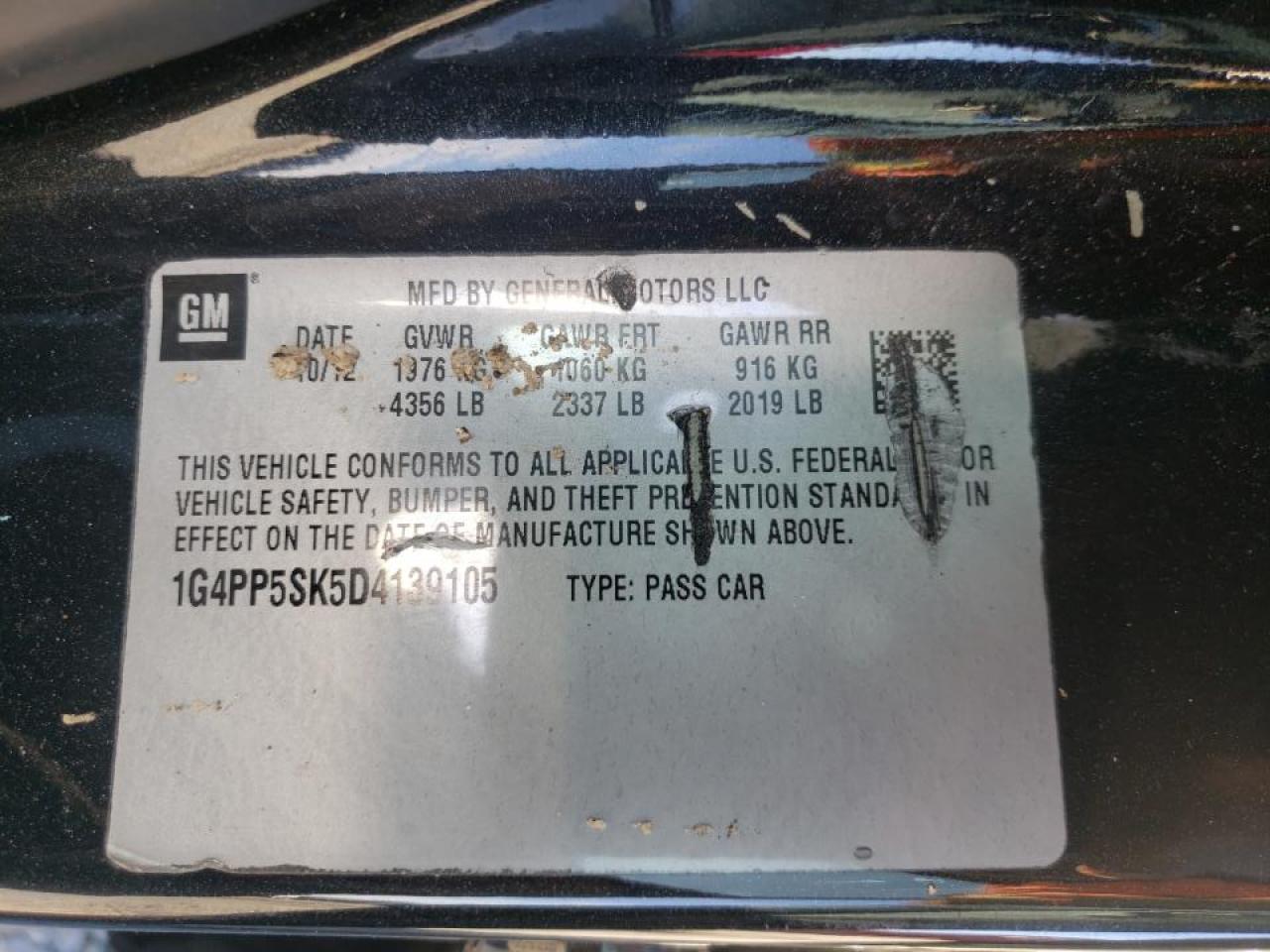 Photo 10 from auction – 2013 BUICK VERANO with VIN 1G4PP5SK5D4139105