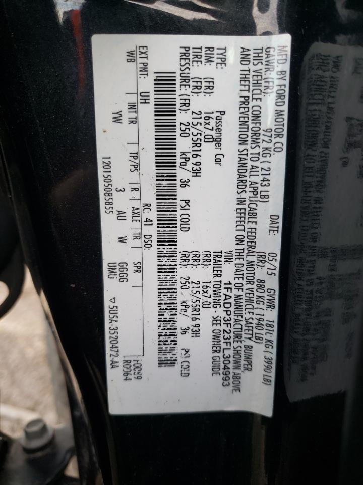 Photo 10 from auction – 2015 FORD FOCUS SE with VIN 1FADP3F23FL304993