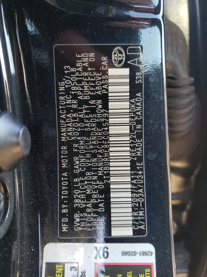 Photo 10 from auction – 2014 TOYOTA COROLLA L with VIN 2T1BURHE8EC045797