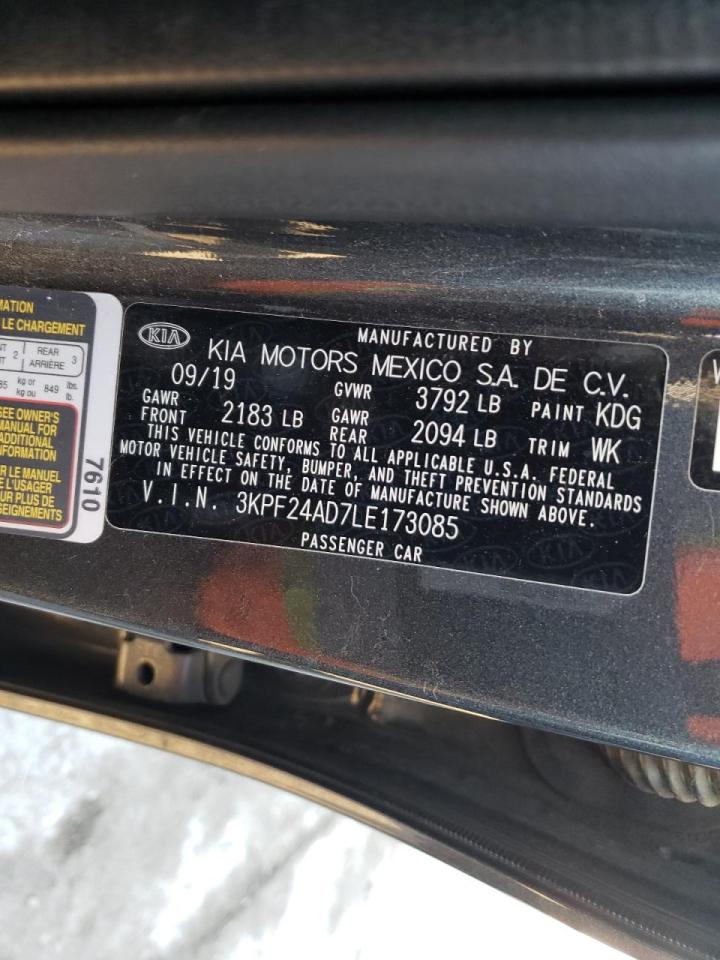 Photo 10 from auction – 2020 KIA FORTE FE with VIN 3KPF24AD7LE173085