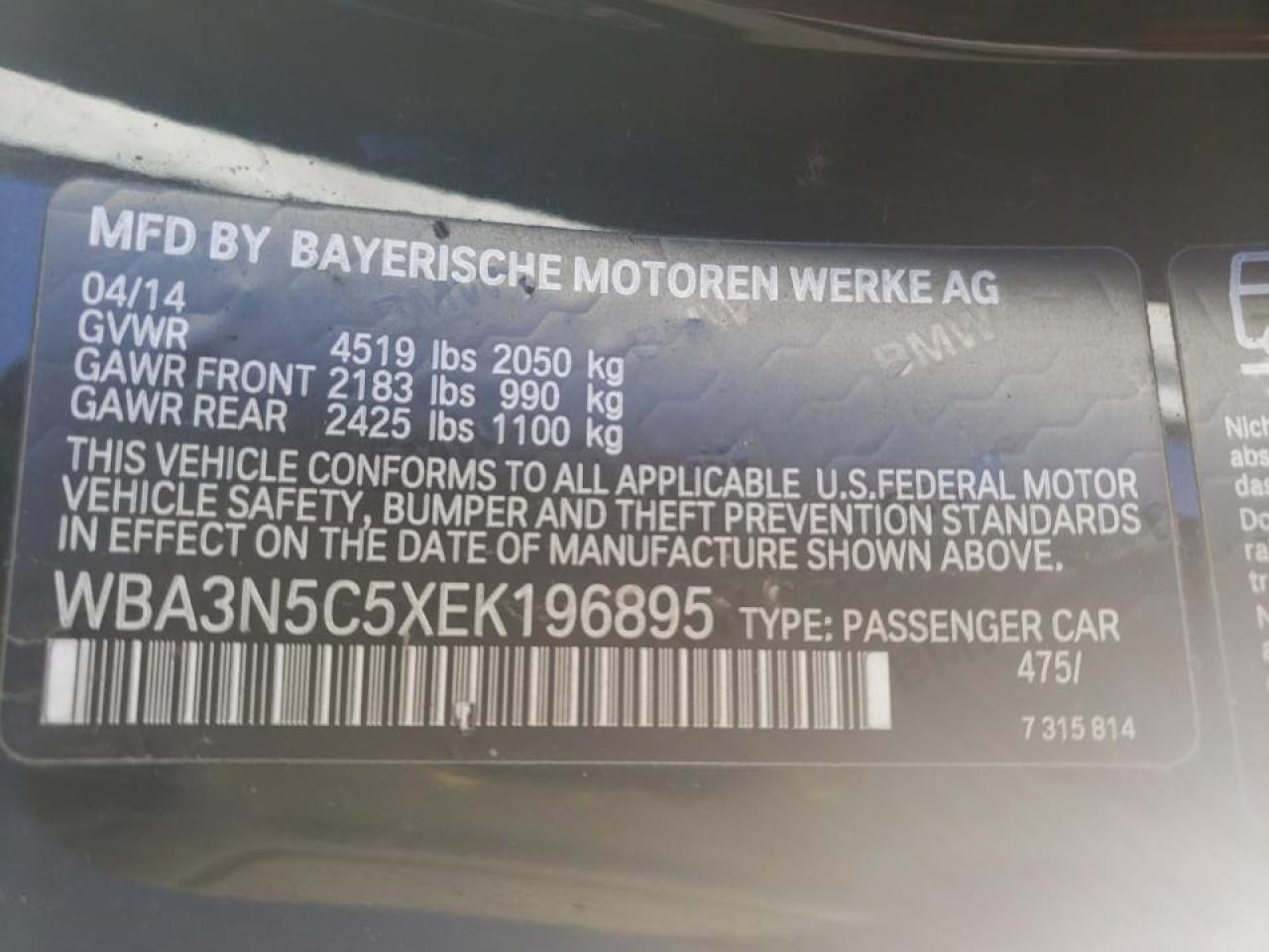 Photo 10 from auction – 2014 BMW 428 XI with VIN WBA3N5C5XEK196895