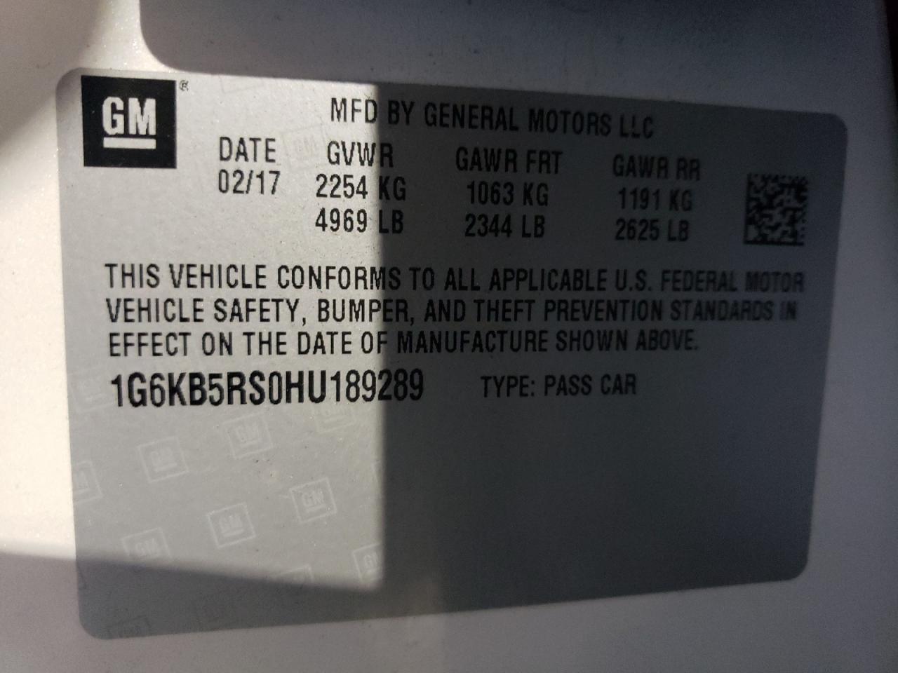 Photo 10 from auction – 2017 CADILLAC CT6 with VIN 1G6KB5RS0HU189289