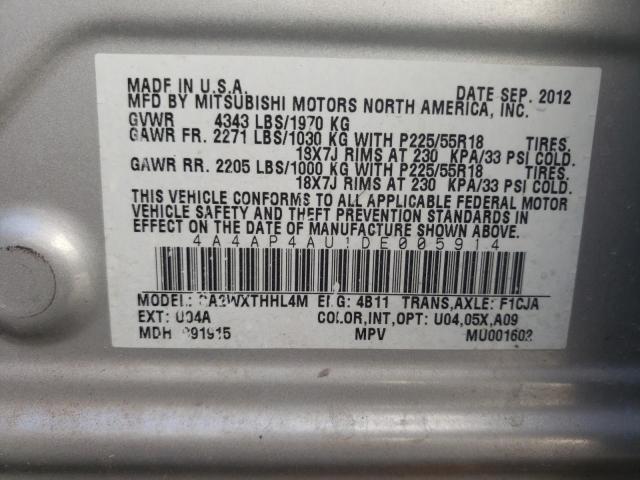 Photo 10 from auction – 2013 MITSUBISHI OUTLANDER with VIN 4A4AP4AU1DE005914