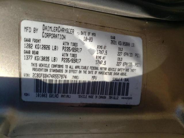 Photo 10 from auction – 2004 CHRYSLER PACIFICA with VIN 2C8GF68474R557974