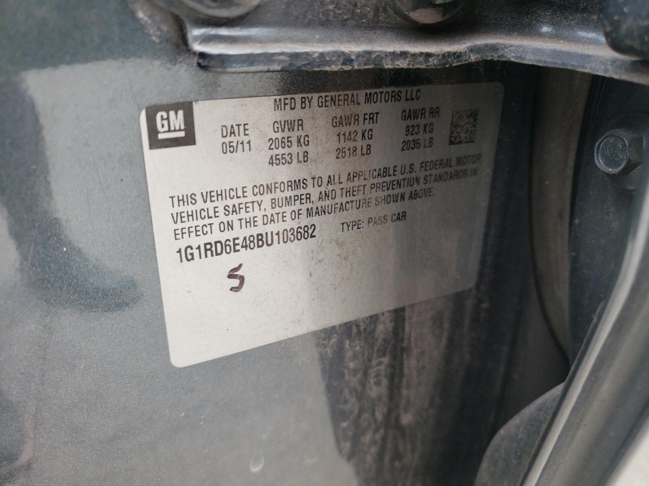 Photo 10 from auction – 2011 CHEVROLET VOLT with VIN 1G1RD6E48BU103682