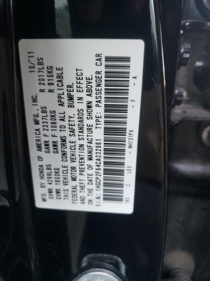 Photo 10 from auction – 2012 HONDA ACCORD SE with VIN 1HGCP2F64CA032661