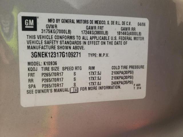 Photo 10 from auction – 2007 CHEVROLET AVALANCHE with VIN 3GNEK12317G109271