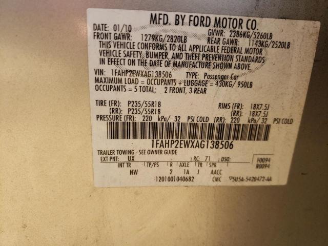 Photo 10 from auction – 2010 FORD TAURUS with VIN 1FAHP2EWXAG138506