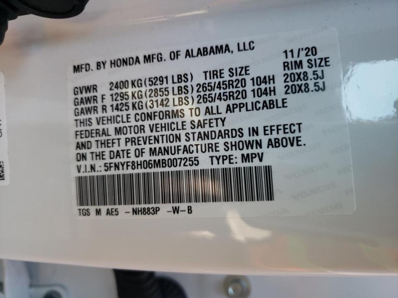 صورة رقم 10 من المزاد - 2021 HONDA PASSPORT E مع VIN 5FNYF8H06MB007255