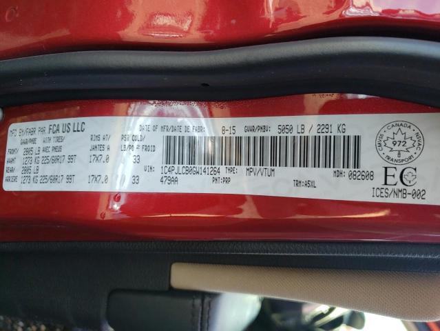 Photo 10 from auction – 2016 JEEP CHEROKEE L with VIN 1C4PJLCB0GW141264