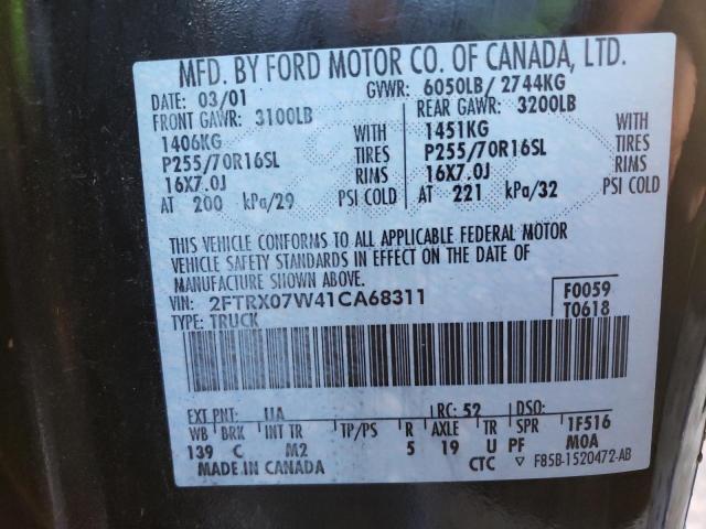 Photo 10 from auction – 2001 FORD F150 with VIN 2FTRX07W41CA68311