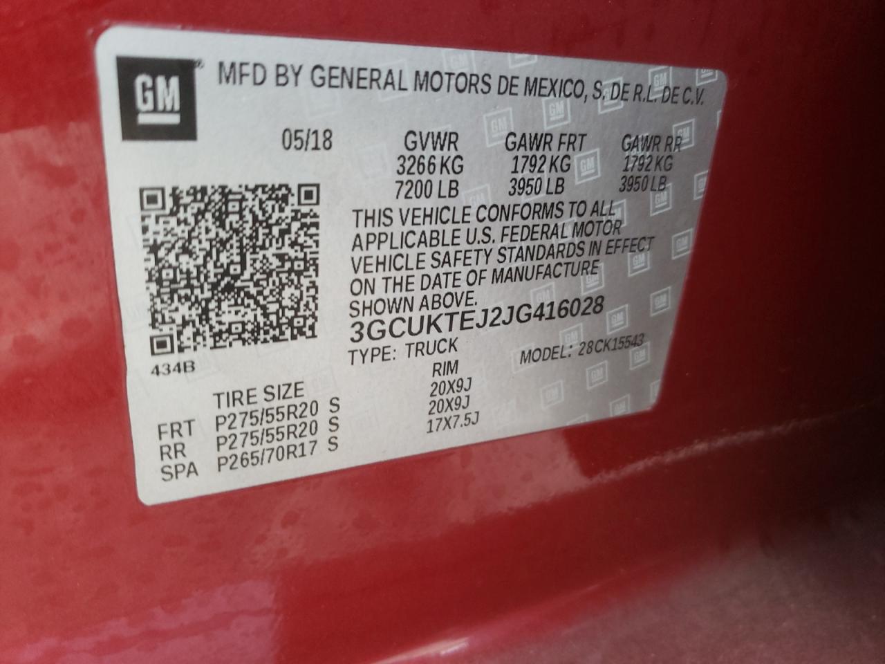 Photo 10 from auction – 2018 CHEVROLET SILVERADO with VIN 3GCUKTEJ2JG416028