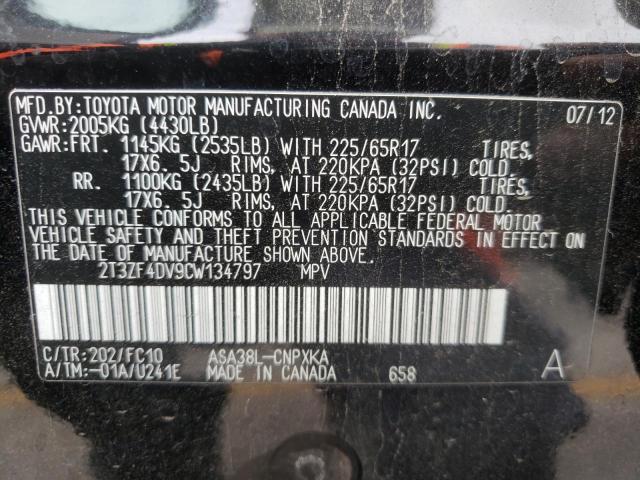 Photo 10 from auction – 2012 TOYOTA RAV4 with VIN 2T3ZF4DV9CW134797