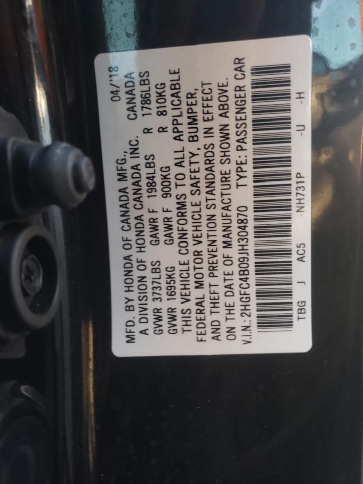 Photo 10 from auction – 2018 HONDA CIVIC LX with VIN 2HGFC4B09JH304870