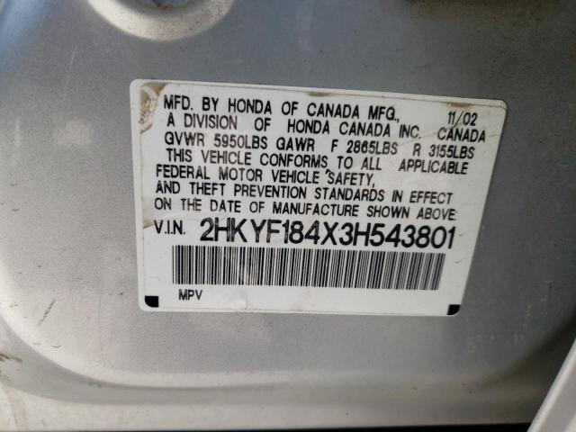Photo 10 from auction – 2003 HONDA PILOT EX with VIN 2HKYF184X3H543801