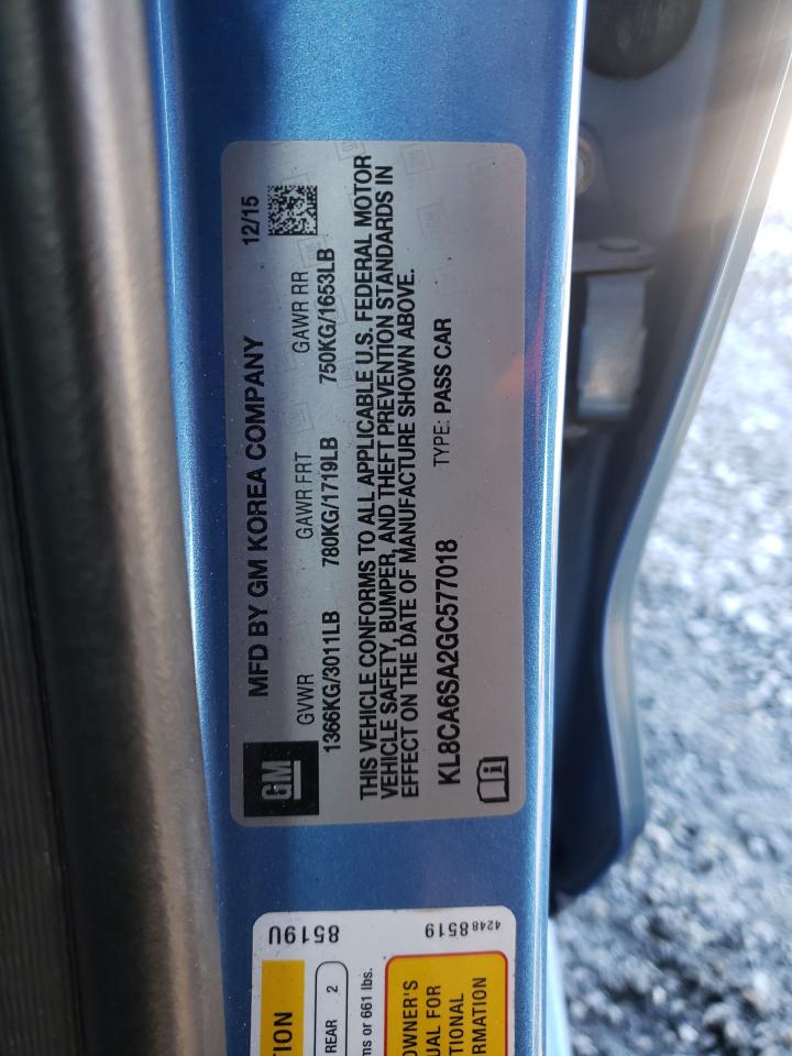 Photo 10 from auction – 2016 CHEVROLET SPARK LS with VIN KL8CA6SA2GC577018