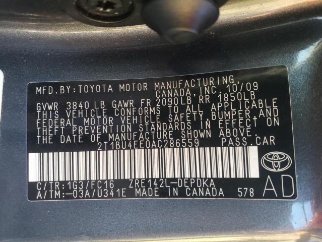 Photo 10 from auction – 2010 TOYOTA COROLLA BA with VIN 2T1BU4EE0AC286559