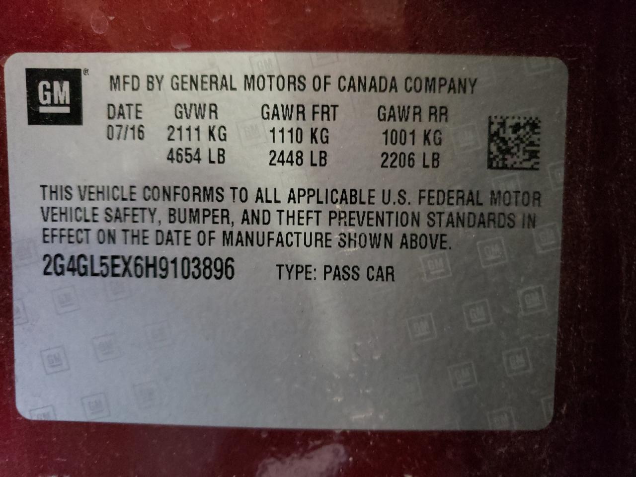 Photo 10 from auction – 2017 BUICK REGAL SPOR with VIN 2G4GL5EX6H9103896