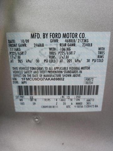 Photo 10 from auction – 2010 FORD ESCAPE with VIN 1FMCU9DG7AKA69802