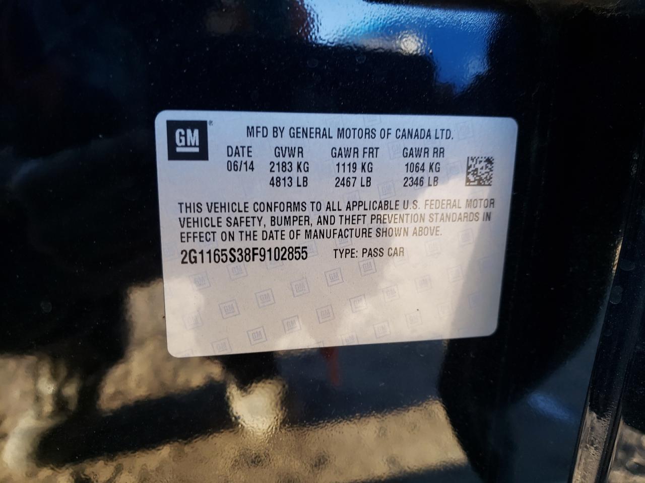 Photo 10 from auction – 2015 CHEVROLET IMPALA LTZ with VIN 2G1165S38F9102855