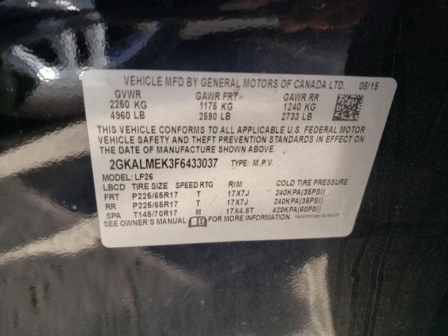 Photo 10 from auction – 2015 GMC TERRAIN SL with VIN 2GKALMEK3F6433037