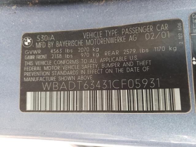 Photo 10 from auction – 2001 BMW 530 I AUTO with VIN WBADT63431CF05931