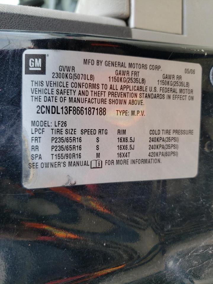 Photo 10 from auction – 2006 CHEVROLET EQUINOX LS with VIN 2CNDL13F866187188