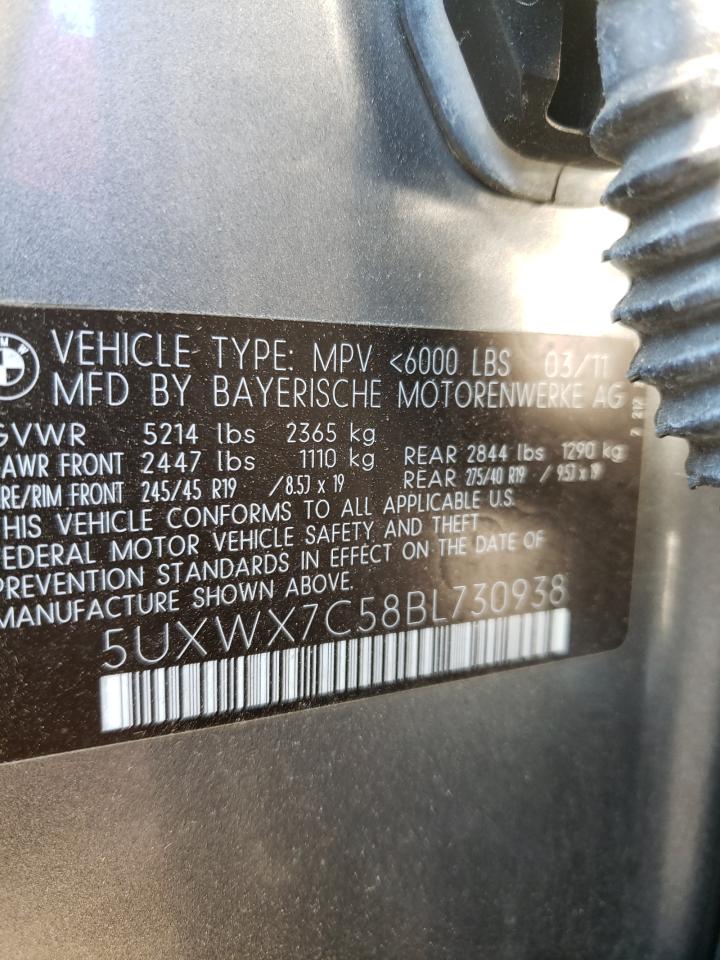 Photo 10 from auction – 2011 BMW X3 XDRIVE3 with VIN 5UXWX7C58BL730938