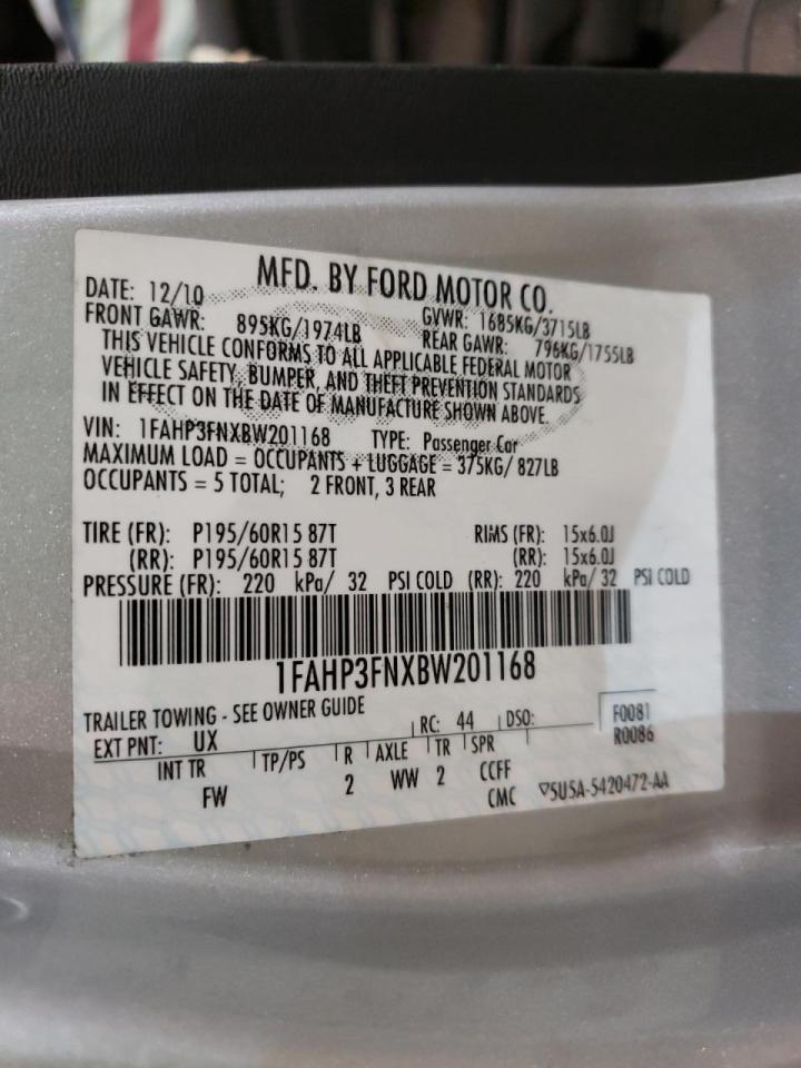 Photo 10 from auction – 2011 FORD FOCUS SE with VIN 1FAHP3FNXBW201168