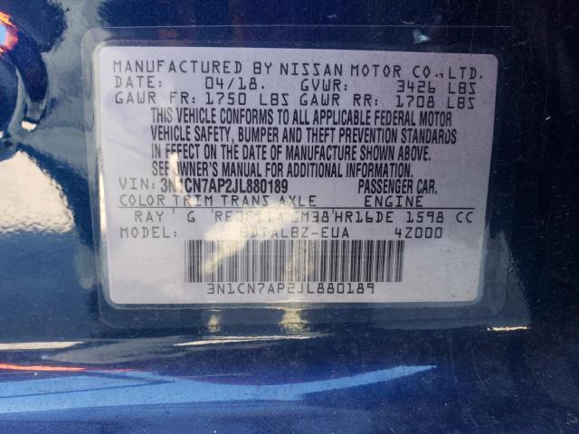 Photo 10 from auction – 2018 NISSAN VERSA S with VIN 3N1CN7AP2JL880189