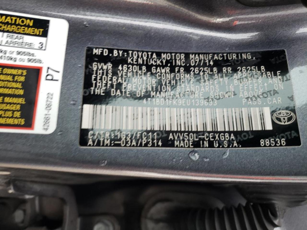 Photo 10 from auction – 2014 TOYOTA CAMRY HYBR with VIN 4T1BD1FK9EU139633
