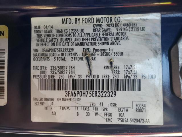 Photo 10 from auction – 2014 FORD FUSION SE with VIN 3FA6P0H75ER322329