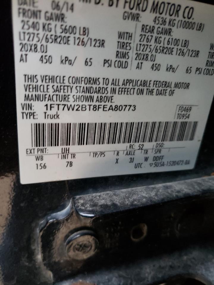 Photo 10 from auction – 2015 FORD F250 SUPER with VIN 1FT7W2BT8FEA80773