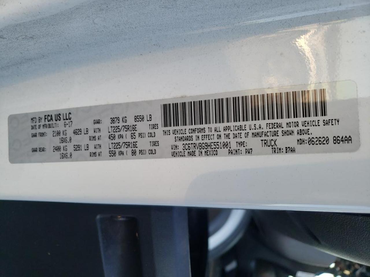 Photo 10 from auction – 2017 RAM PROMASTER with VIN 3C6TRVBG9HE551001