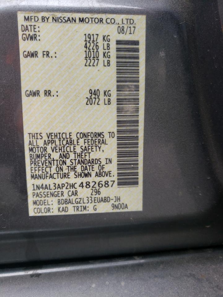 Photo 10 from auction – 2017 NISSAN ALTIMA 2.5 with VIN 1N4AL3AP2HC482687
