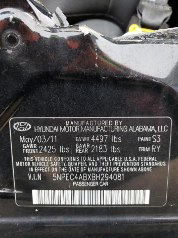 Photo 10 from auction – 2011 HYUNDAI SONATA SE with VIN 5NPEC4ABXBH294081